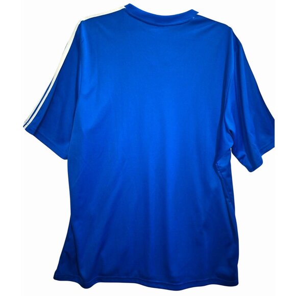 Adidas Mens Climalite Blue Short Sleeve Soccer Jersey V-Neck Size XL - Picture 6 of 7
